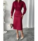 220490 BORDO ELBİSE SÜET KUMAŞ