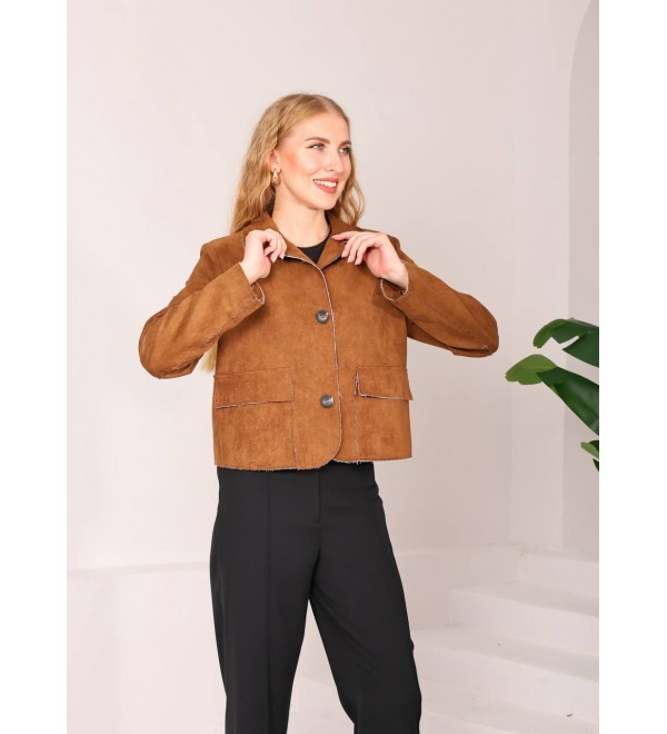 220498 CAMEL CEKET SÜET KUMAŞ