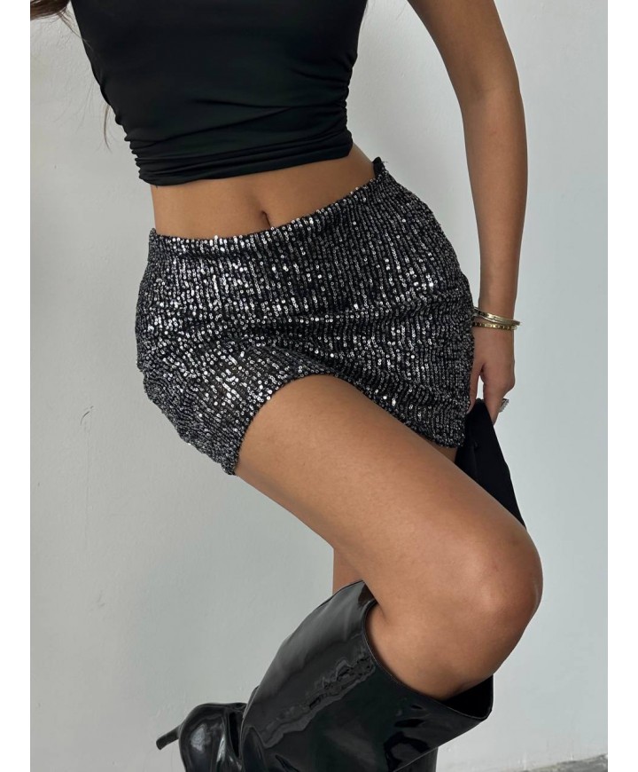 220580 ANTHRACITE SKIRT SEQUIN