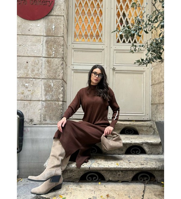 220624 KAHVE ELBİSE TRİKO