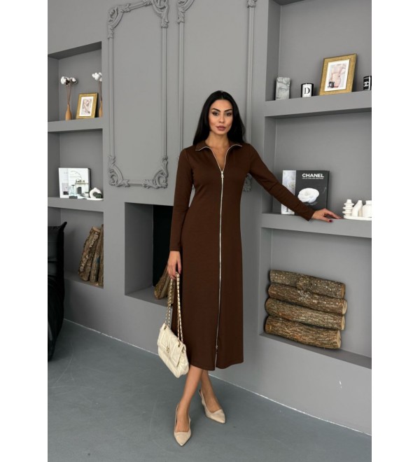 220675 KAHVE ELBİSE MODAL KUMAŞ
