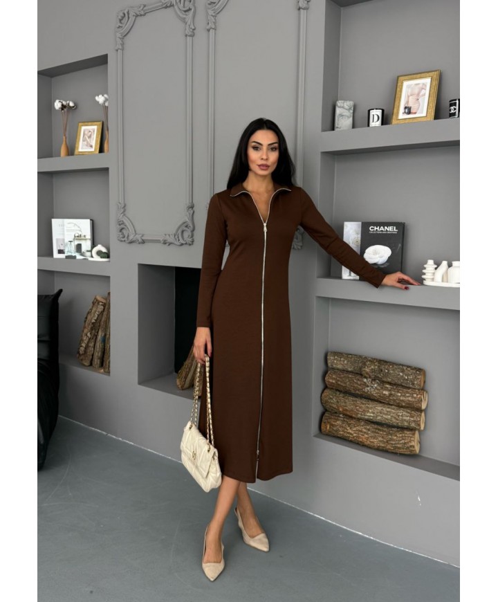 220675 KAHVE ELBİSE MODAL KUMAŞ