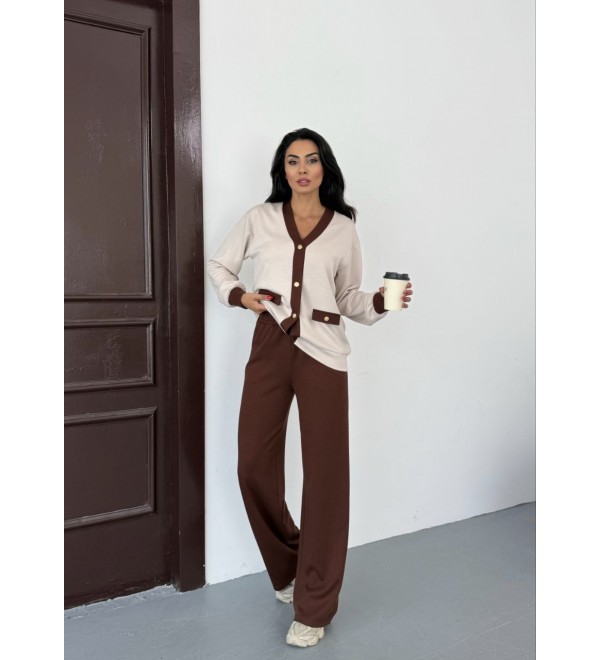 220684 KAHVE ELBİSE MODAL KUMAŞ