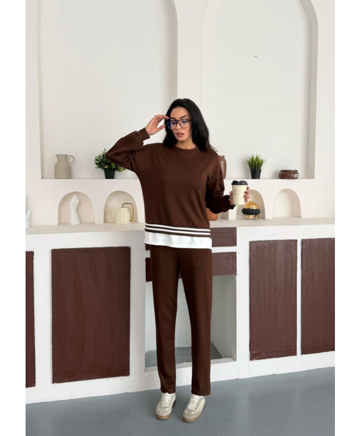 220687 KAHVERENGİ EŞOFMAN TAKIM MODAL KUMAŞ