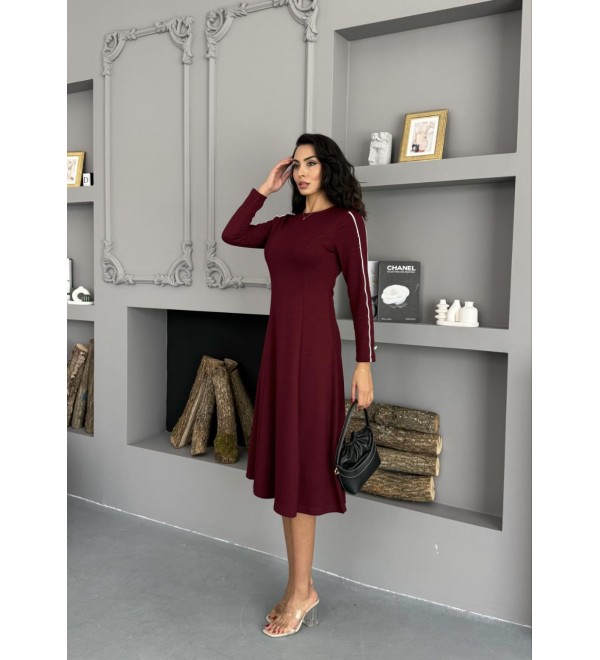 220689 BORDO ELBİSE MODAL KUMAŞ
