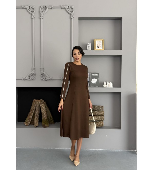 220691 KAHVE ELBİSE MODAL KUMAŞ
