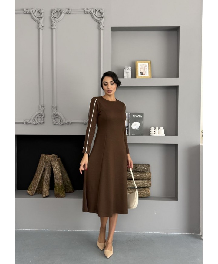 220691 KAHVE ELBİSE MODAL KUMAŞ