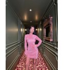 220720 PEMBE ABİYE SATEN KUMAŞ