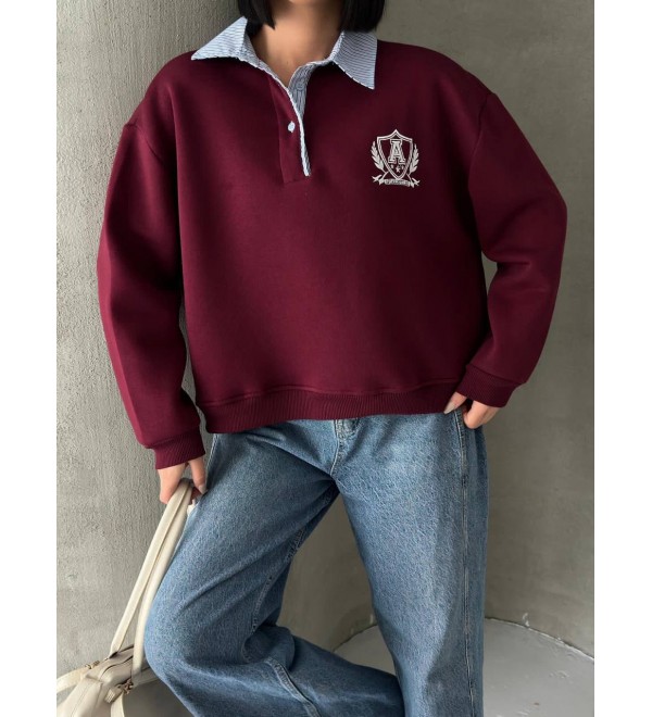 220808 BORDO SWEAT 3 İPLİK