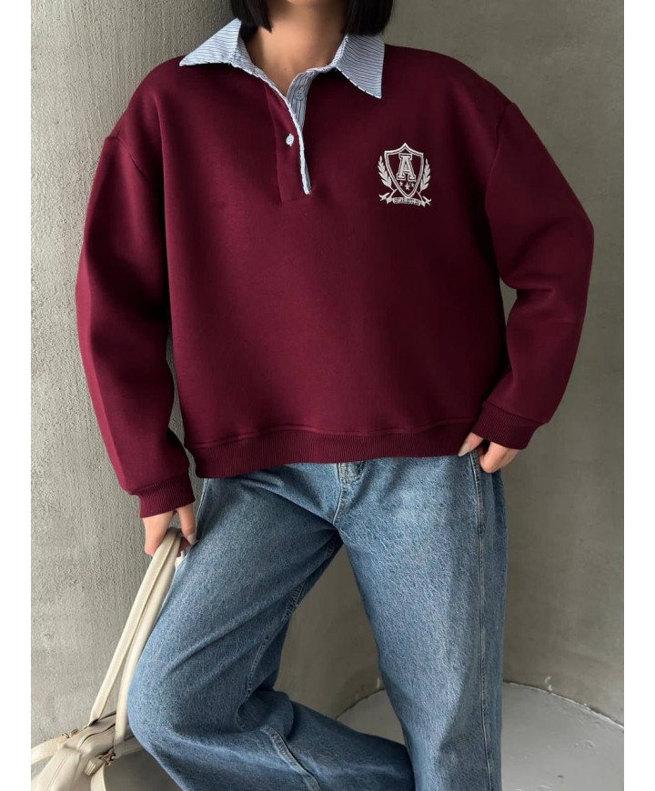 220808 BORDO SWEAT 3 İPLİK