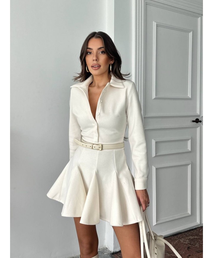220978 BEYAZ ELBİSE KAŞE KUMAŞ