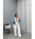 221053 GARNİLİ EŞOFMAN TAKIM JEAN DETAY TASARIM   GARNİLİ