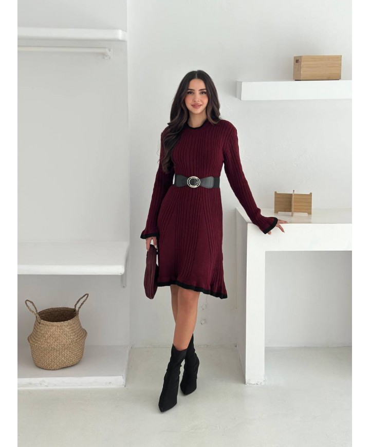 221150 BORDO ELBİSE TRİKO