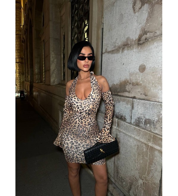 221251 LEOPAR ELBİSE LYCRA LEOPAR