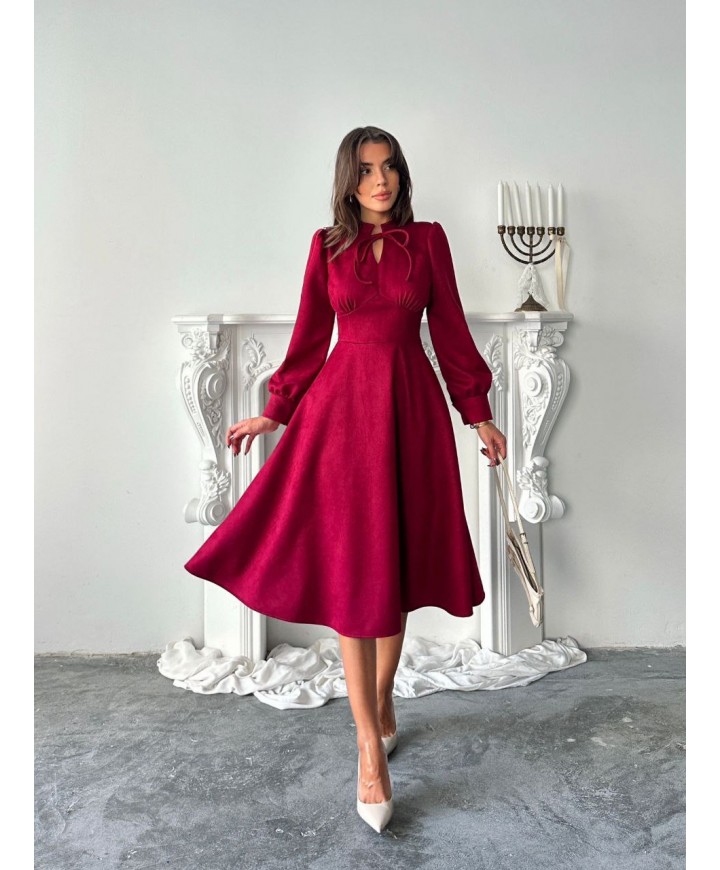 221257 BORDO ELBİSE SÜET KUMAŞ