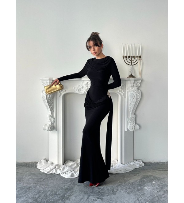 221277 SİYAH ELBİSE SANDY KUMAŞ SİYAH