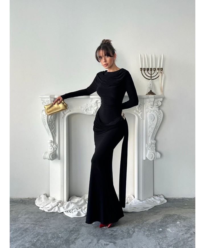 221277 SİYAH ELBİSE SANDY KUMAŞ