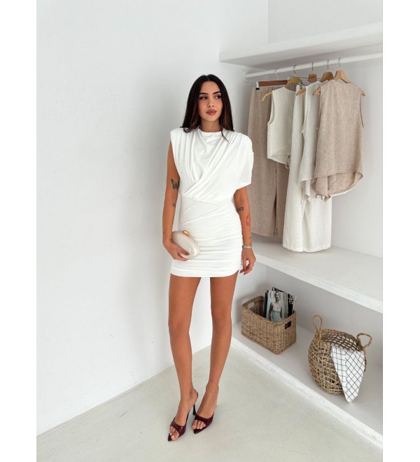 221413 BEYAZ ELBİSE SANDY KUMAŞ BEYAZ