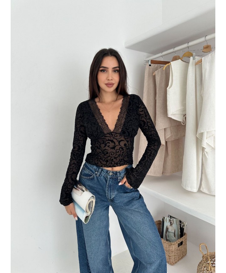 221418 SİYAH BLUZ DANTEL