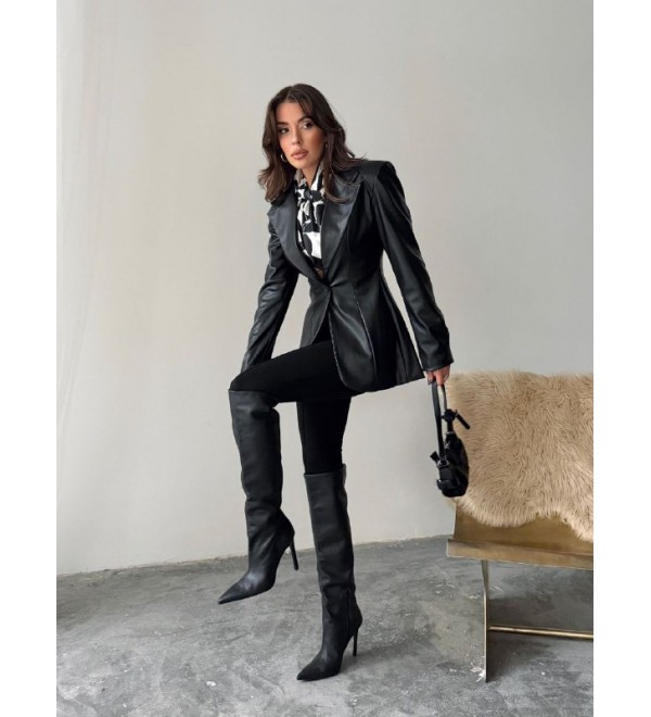 221481 SİYAH CEKET DERİ   KUMAŞ  SİYAH