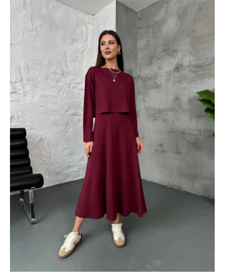 221514 Burgundy DRESS