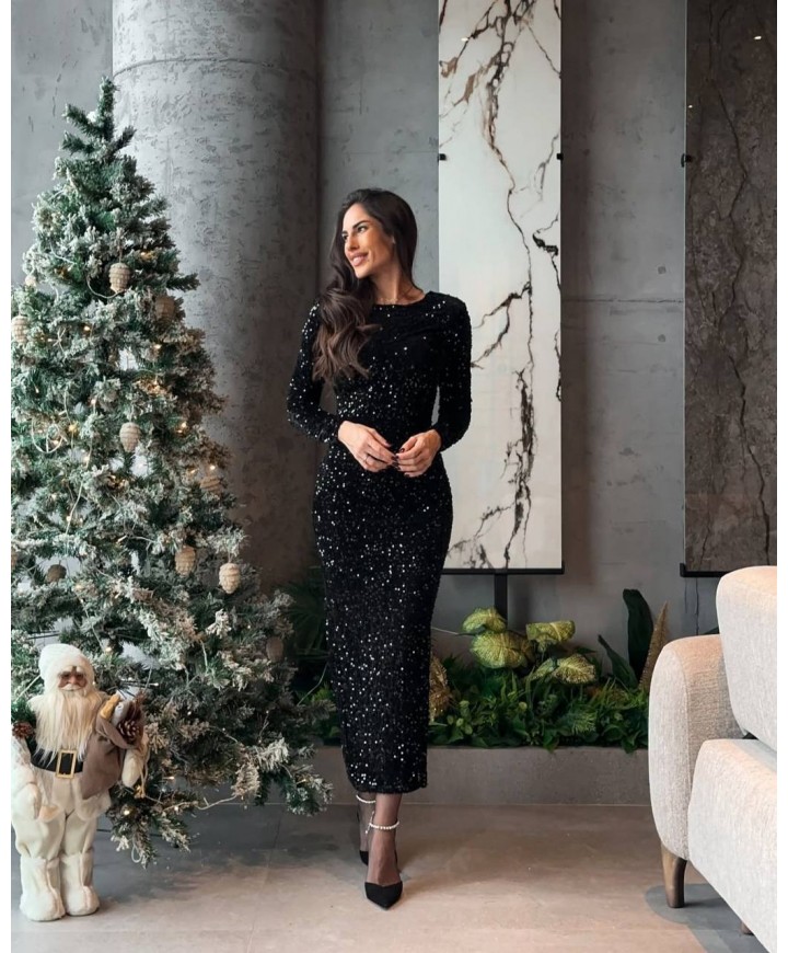 221685 SİYAH ABİYE PAYET KUMAŞ