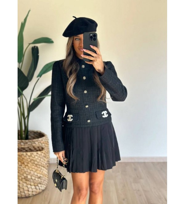 221687 SİYAH ABİYE CHANEL KUMAŞ SİYAH