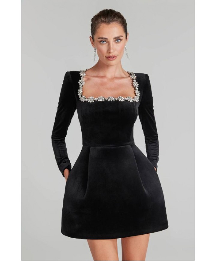 221771 SİYAH ABİYE KADİFE KUMAŞ