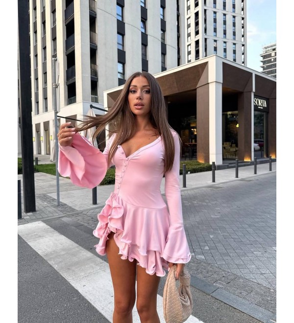 221783 PEMBE ELBİSE MODAL KUMAŞ PEMBE