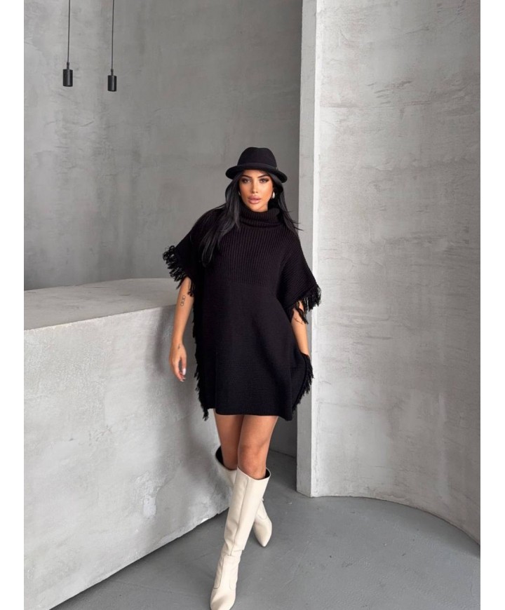 221822 BLACK PONCHO KNITWEAR