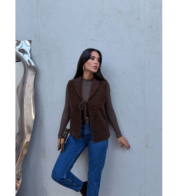 221879 KAHVE YELEK TRİKO KAHVE