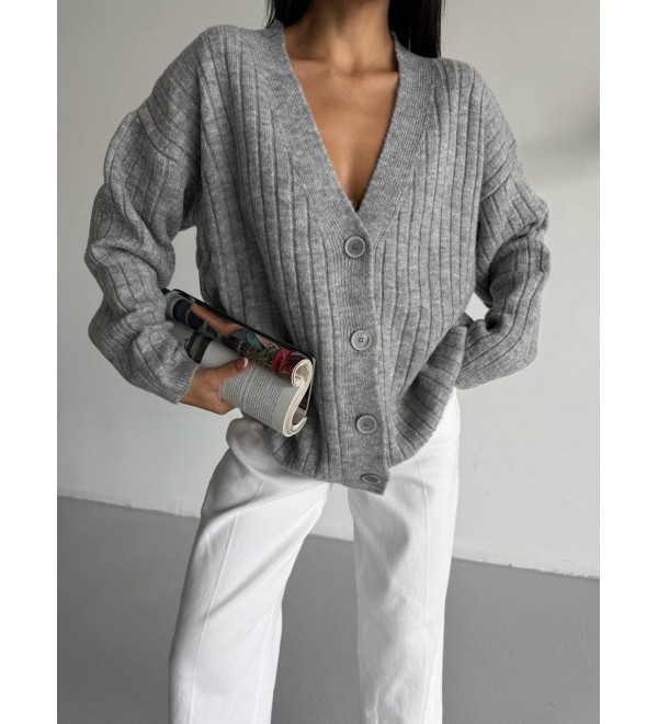 221987 GRAY CARDIGAN KNITWEAR GRAY