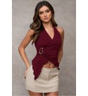 228622 BORDO BLUZ DALGIÇ KUMAŞ BORDO