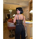 230899 SİYAH BLUZ DANTEL CROP SİYAH