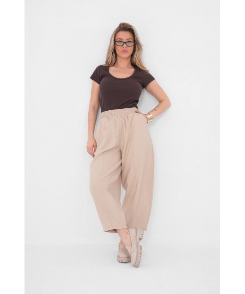  KREM PANTOLON TENSEL KUMAŞ - 242385