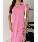 243174 PEMBE ELBİSE PİKE KUMAŞ PEMBE