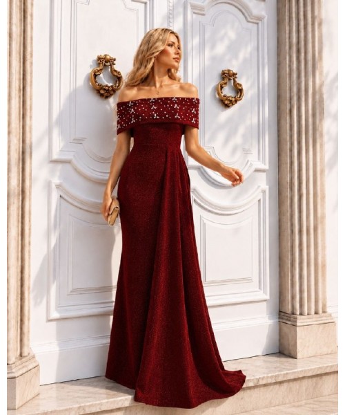  BORDO ABİYE FLOWERS KUMAŞ - 243779