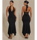 SİYAH ELBİSE MODAL KUMAŞ - 244264