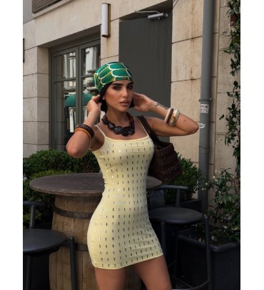  SARI ELBİSE LYCRA -...