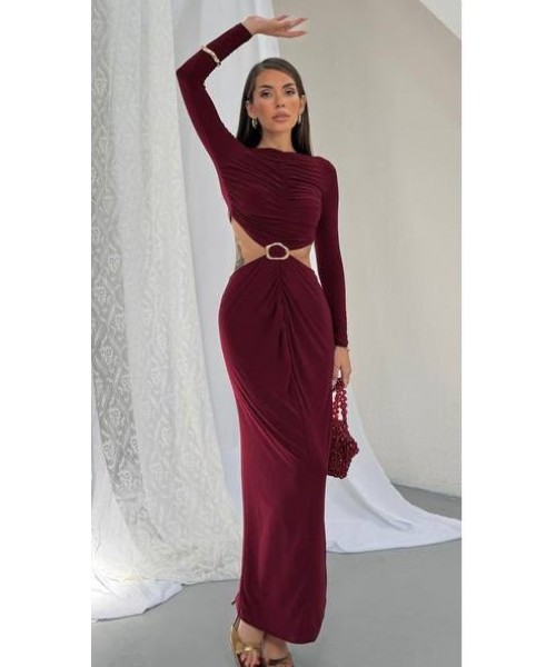  BORDO ELBİSE CRYSTAL ASTARLI - 248506