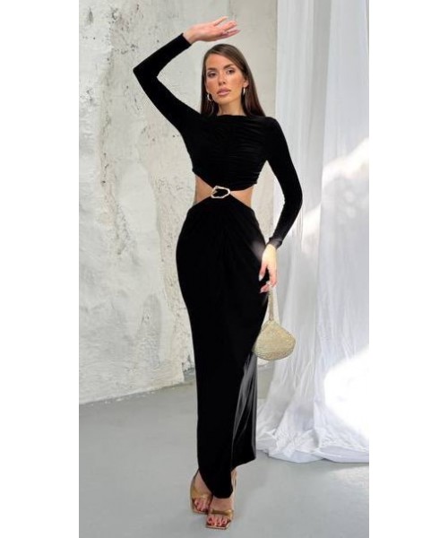  SİYAH ELBİSE CRYSTAL ASTARLI - 248507