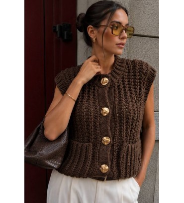 COFFEE WAISTCOAT KNITWEAR - 249690