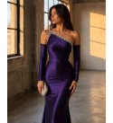 PURPLE EVENING DRESS Satin fabric - 249747