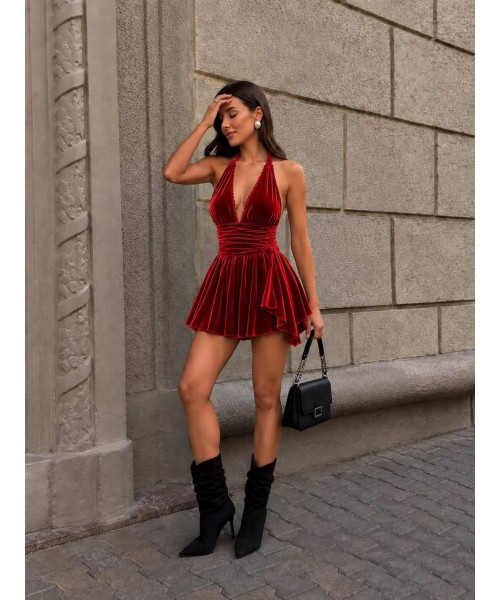 Burgundy DRESS VELVET - 250293