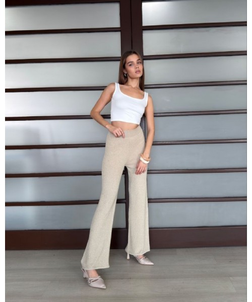 CREAM TROUSERS KNITWEAR - 250868
