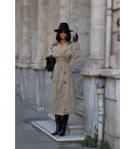 Open khaki COAT-OVERCOAT ATLAS FABRIC - 251646