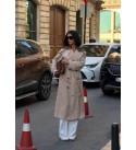 CREAM COAT-OVERCOAT ATLAS FABRIC - 251647