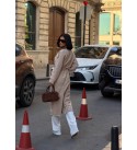 CREAM COAT-OVERCOAT ATLAS FABRIC - 251647