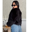 BLACK COAT-OVERCOAT FUR - 253870