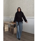 BLACK COAT-OVERCOAT MELTON FABRIC - 253875